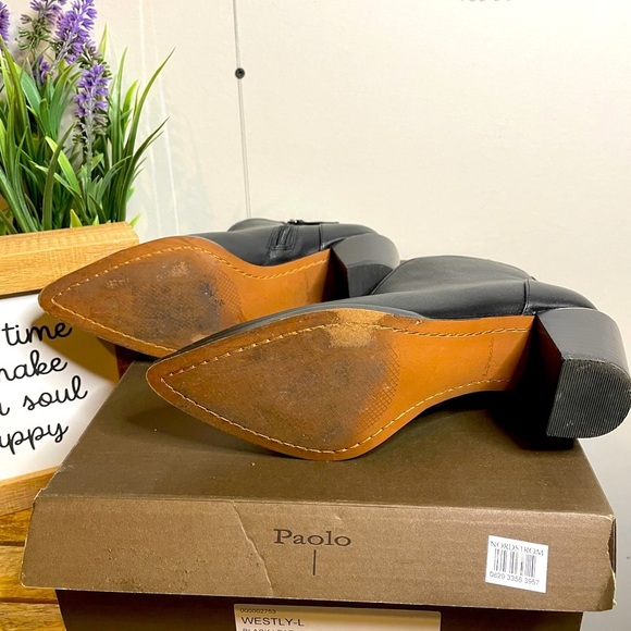 Paolo Westly Leather Booties in Black Women's Size 6 - Picture 8 of 8